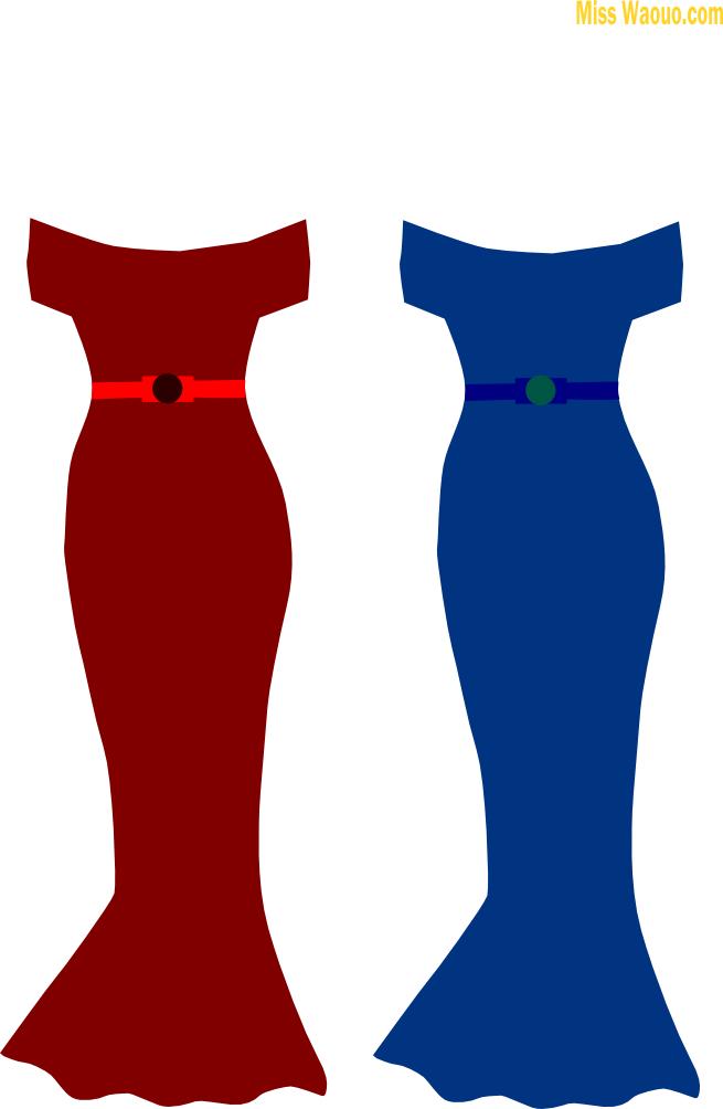 Robe rouge et bleue à découper