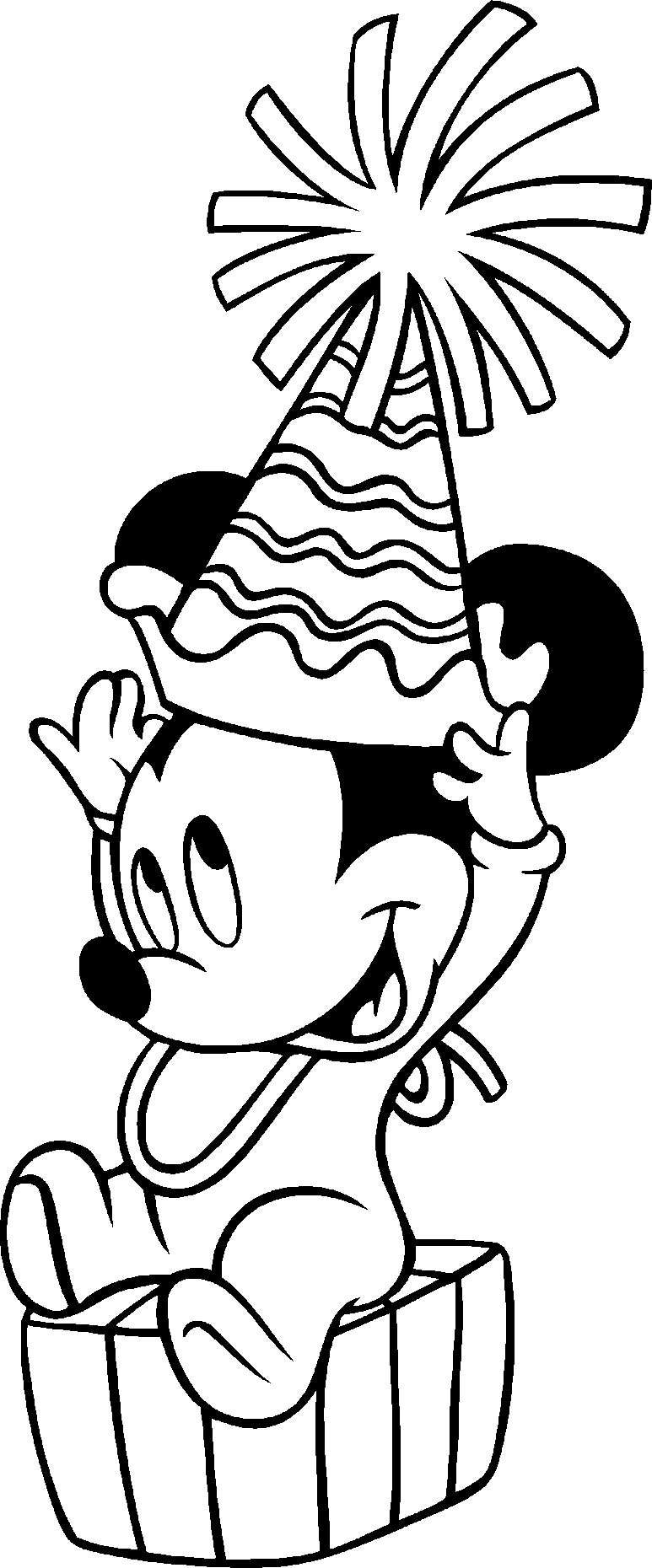 Coloriage Mickey bébé fête son anniversaire