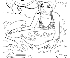 Coloriage Barbie surf