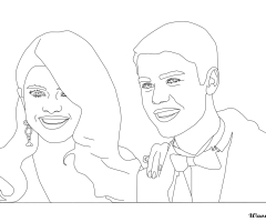 Coloriage Selena Gomez et Justin Bieber