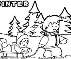 Coloriage enfant sous la neige